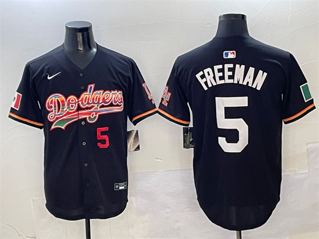 Men's Los Angeles Dodgers #5 Freddie Freeman Black Mexico Limited Stitched Jersey