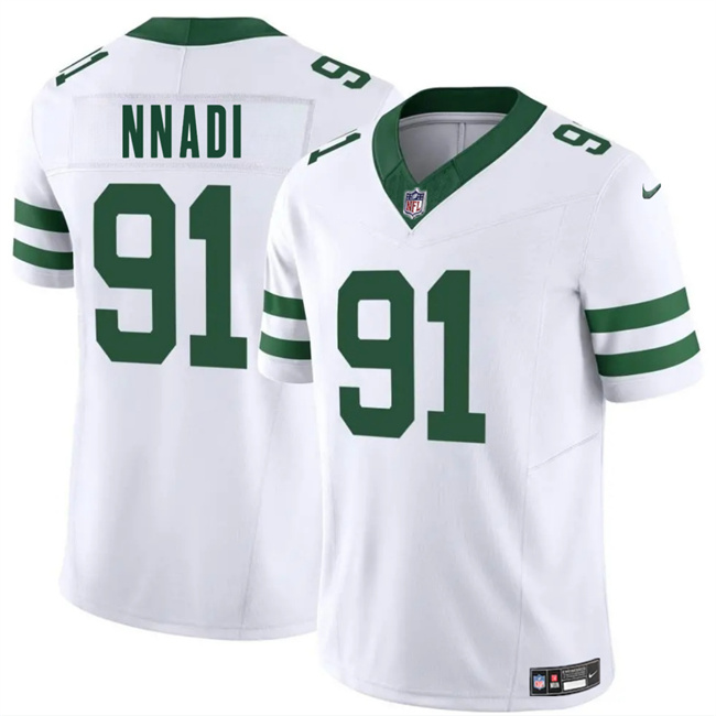 Men's New York Jets #91 Derrick Nnadi White 2025 F.U.S.E. Vapor Limited Stitched Jersey
