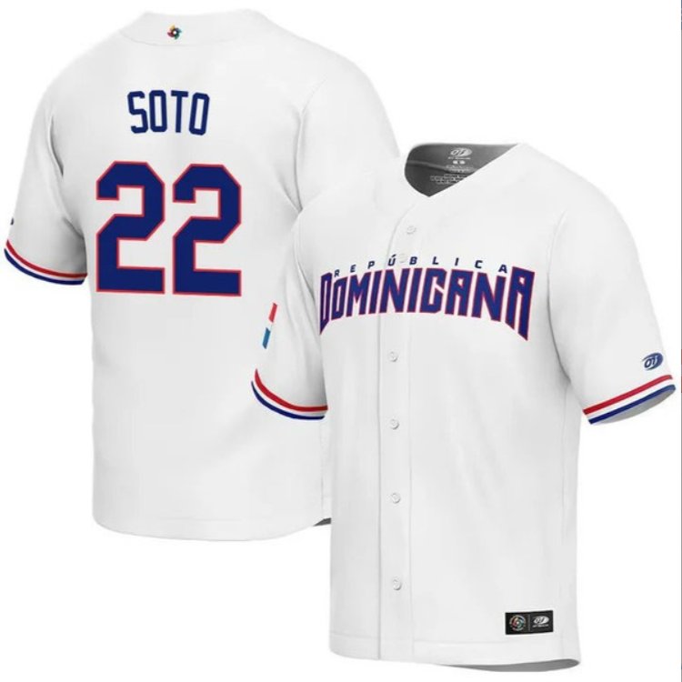 Dominican Baseball Juan Soto 2023 World Baseball Classic Jersey – White