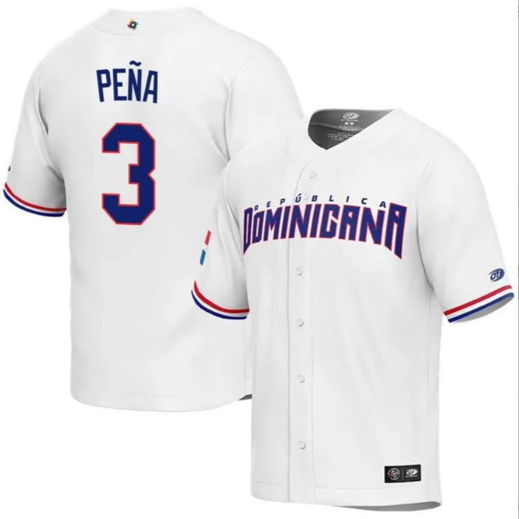 Dominican Baseball Jeremy Pena 2023 World Baseball Classic Jersey – White