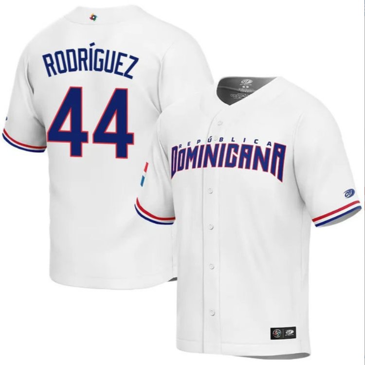 Dominican Baseball Julio Rodríguez 2023 World Baseball Classic Jersey – White