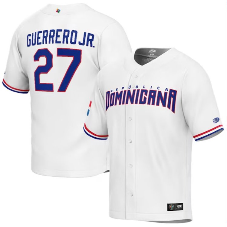 Dominican Baseball Vladimir Guerrero Jr. 2023 World Baseball Classic Jersey – White