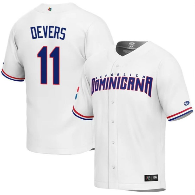 Dominican Baseball Rafael Devers 2023 World Baseball Classic Jersey – White