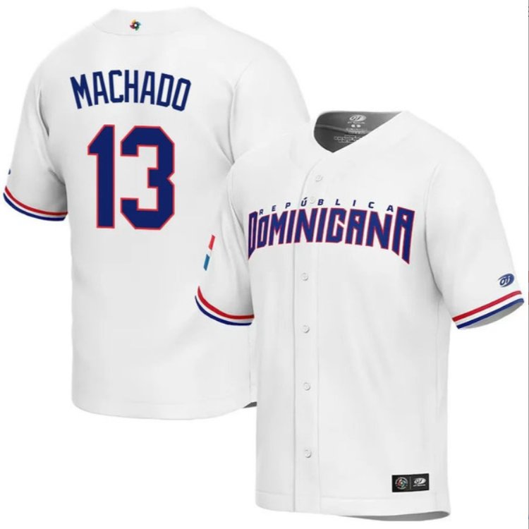 Dominican Baseball Manny Machado 2023 World Baseball Classic Jersey – White
