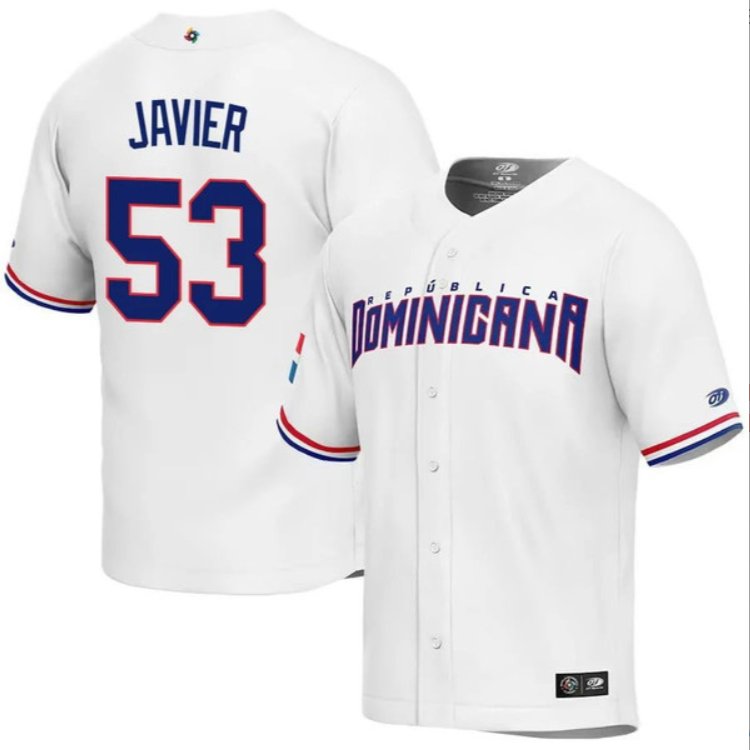 Dominican Baseball Cristian Javier 2023 World Baseball Classic Jersey – White