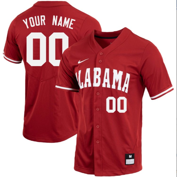 Custom Alabama Crimson Tide Baseball Crimson Full Button Jersey Stitched
