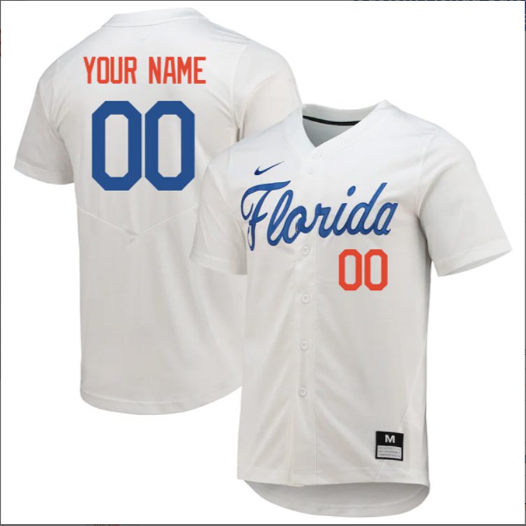 Custom Florida Gators College Baseball Game Jersey White