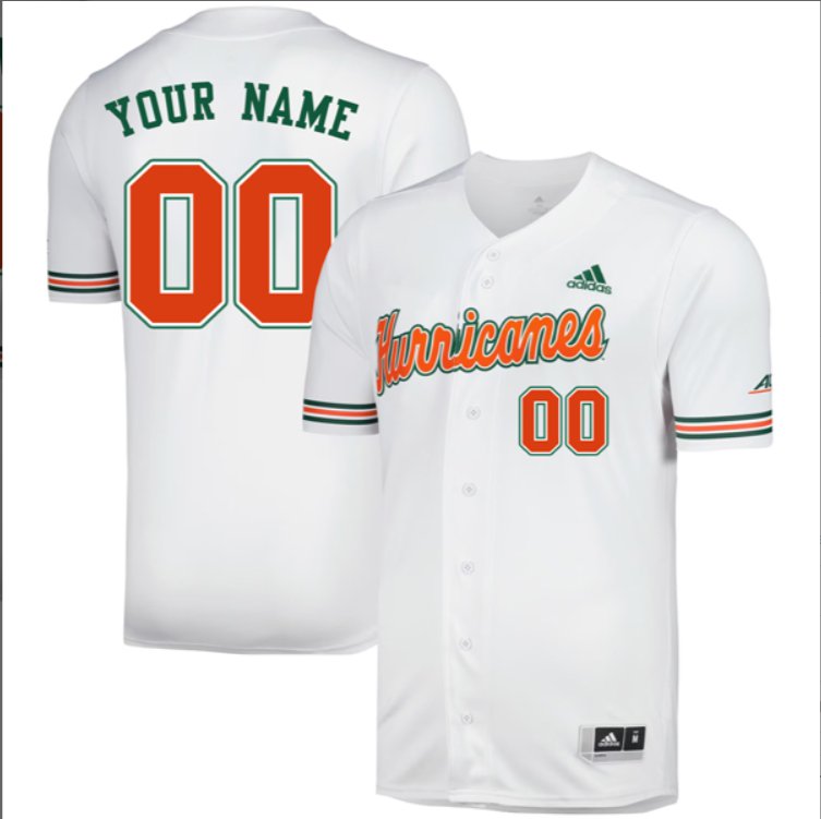 Custom Miami Hurricanes Baseball White Jersey – All Stitched ACC Patch