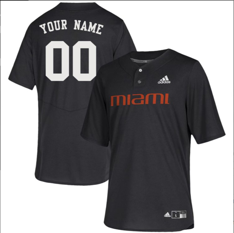 Custom Miami Hurricanes Baseball Black Two Button Jersey Stitched