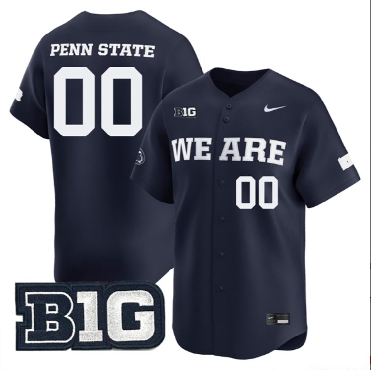 Custom Penn State Nittany Lions Baseball Navy Limited Jersey Stitched B1G Patch