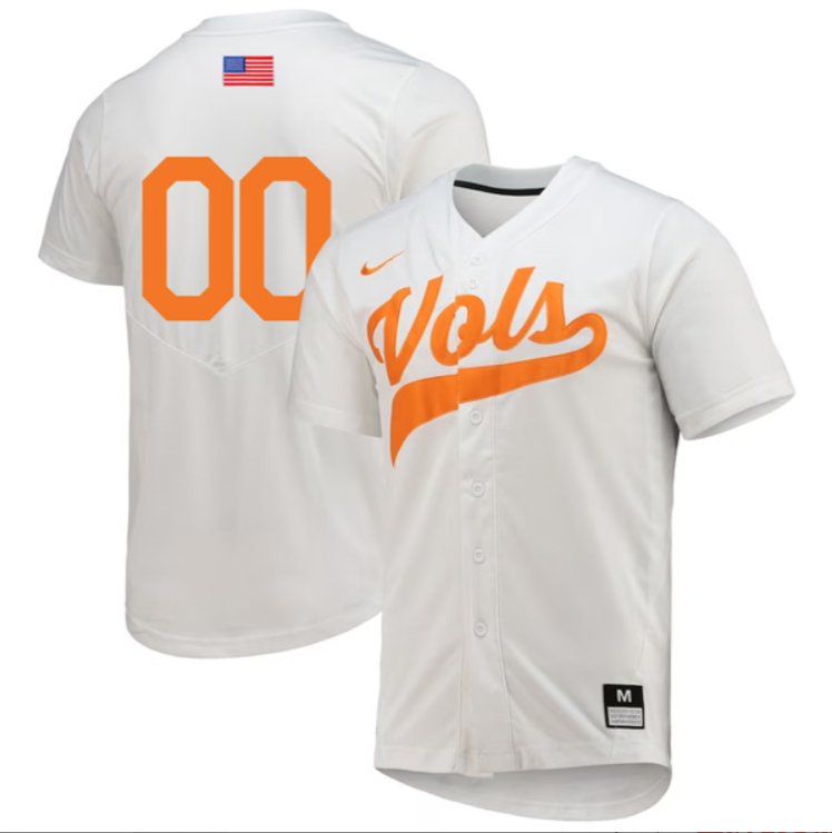 Tennessee Volunteers College Baseball Stitched Custom Number Jersey White
