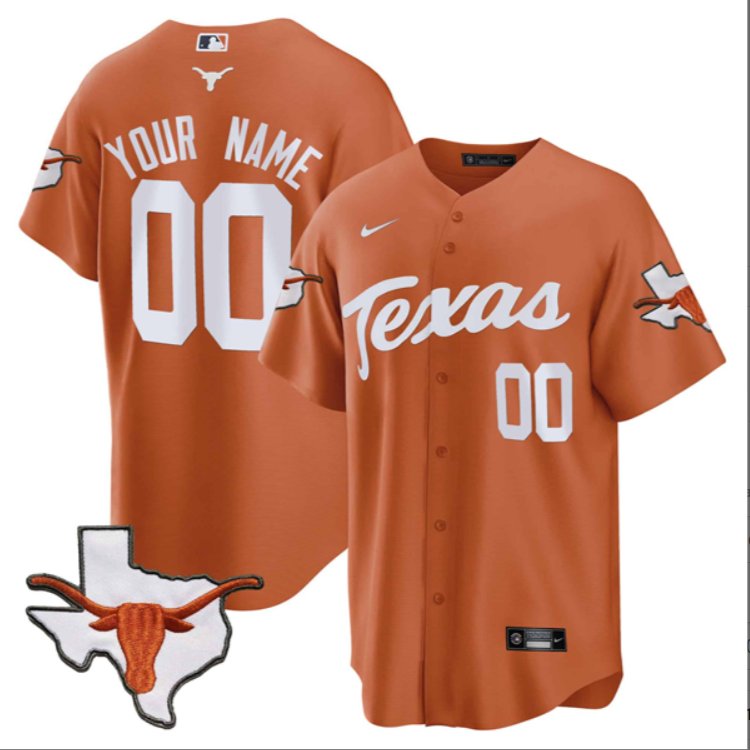 Custom Texas Longhorns Baseball Nike Orange Limited Jersey All Stitched
