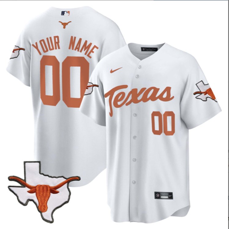 Custom Texas Longhorns Baseball Nike White Limited Jersey All Stitched