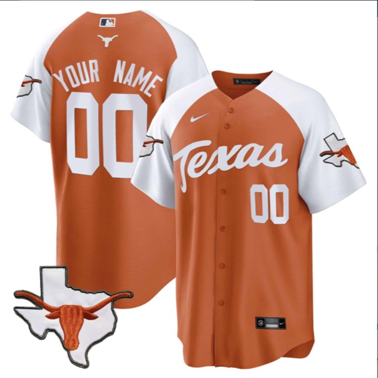Custom Texas Longhorns Baseball Nike Orange Inverted Limited Jersey Stitched
