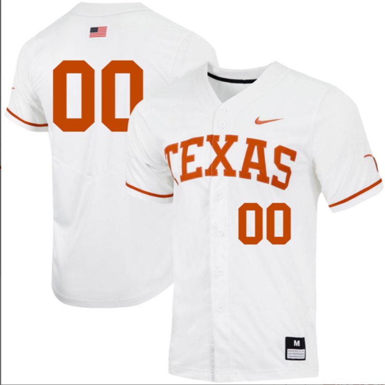 Custom Texas Longhorns Baseball Nike White Full Button Jersey Stitched