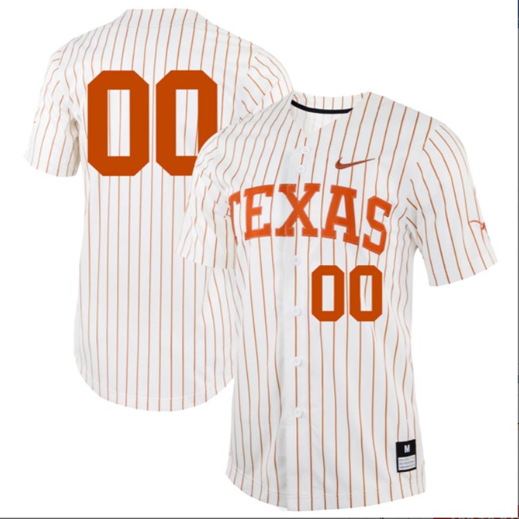 Custom Texas Longhorns Baseball Nike White Pinstripe Full Button Jersey Stitched