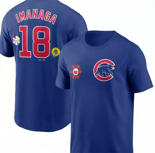 Men's Chicago Cubs #18 Shōta Imanaga Blue 2025 Tokyo Series Name & Number T-Shirt