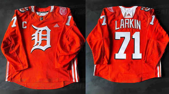 Men's Detroit Tigers & Red Wings Crossover #71 Dylan Larkin Red Limited Edition Stitched adidas Hockey Jersey