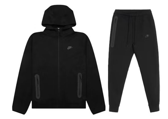 Men's Nike Black Tech Fleece Full-Zip Hoodie & Joggers Set