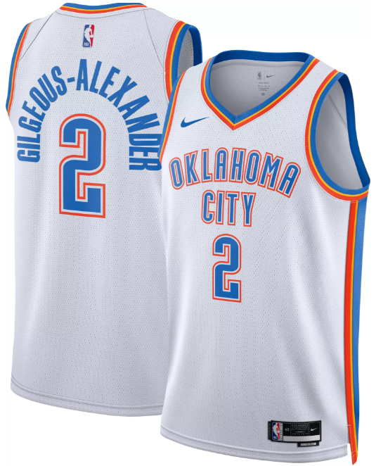 Men's Oklahoma City Thunder #2 Shai Gilgeous-Alexander Association Edition White Jersey