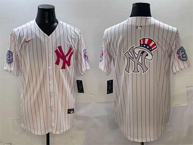 Men's New York Yankees Team Big Logo Pink With Patch Limited MLB Baseball Jersey
