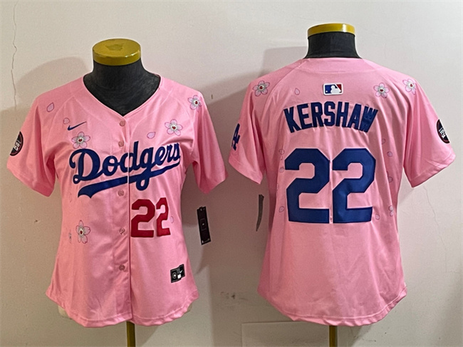 Youth Los Angeles Dodgers #22 Clayton Kershaw Pink 2025 Tokyo Series Limited Stitched Baseball Jersey