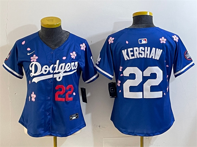 Women's Los Angeles Dodgers #22 Clayton Kershaw Royal 2025 Tokyo Series Limited Stitched Baseball Jersey
