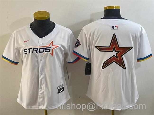 Women's Houston Astros Team Big Logo White 2025 City Connect Limited Stitched Baseball Jerseys