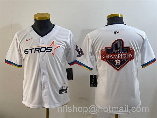 Youth Houston Astros Team Big Logo White 2025 City Connect Limited Stitched Baseball Jersey