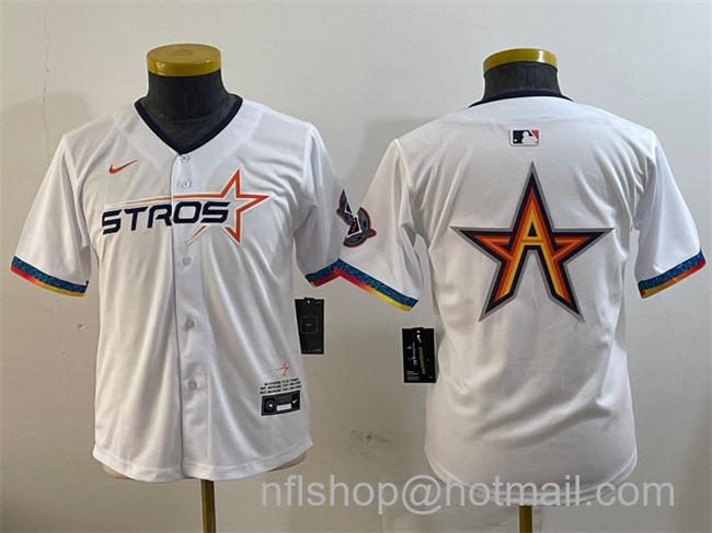 Youth Houston Astros Team Big Logo White 2025 City Connect Limited Stitched Baseball Jerseys