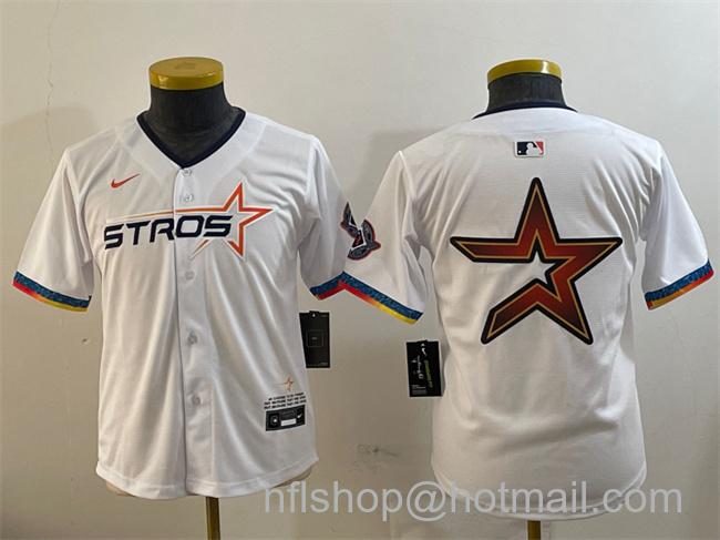 Youth Houston Astros Team Big Logo White 2025 City Connect Limited Stitched Mlb Jersey