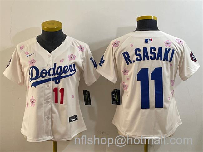 Youth Los Angeles Dodgers #11 Roki Sasaki Cream 2025 Tokyo Series Limited Stitched Baseball Jersey
