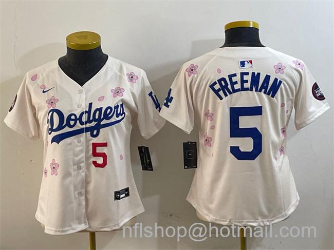 Youth Los Angeles Dodgers #5 Freddie Freeman Cream 2025 Tokyo Series Limited Stitched Baseball Jersey