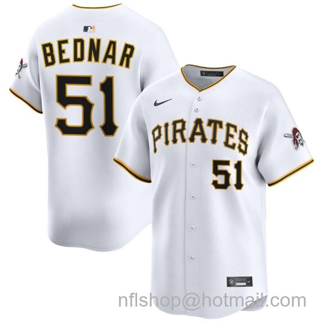 Men's Pittsburgh Pirates #51 David Bednar White 2025 Home Limited Stitched Baseball Jersey