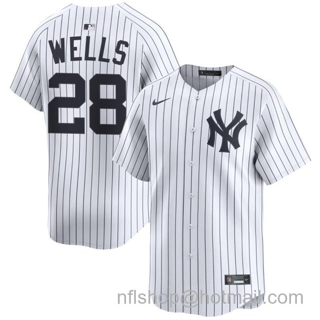 Men's New York Yankees #28 Austin Wells White 2025 Home Limited Stitched Baseball Jersey