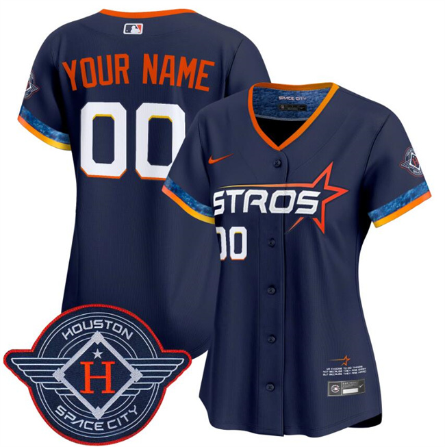 Women's Houston Astros Active Player Custom Navy 2025 City Connect Limited Stitched Baseball Jersey