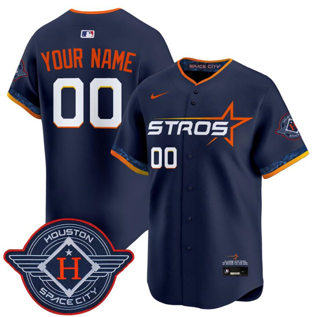 Men's Houston Astros Active Player Custom Navy 2025 City Connect Limited Stitched Baseball Jersey