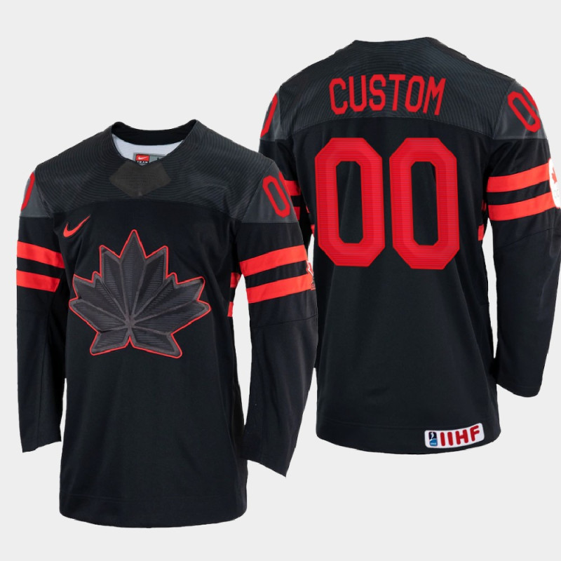 Canada Custom 2022 IIHF World Championship Black Replica Hockey Jersey