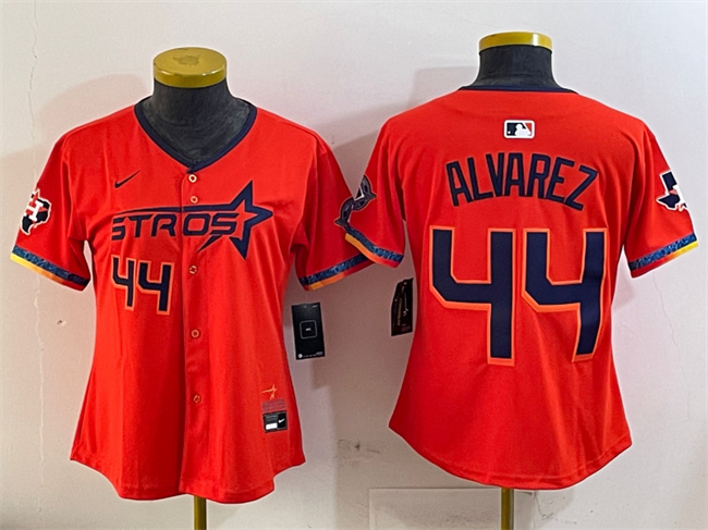 Youth Houston Astros #44 Yordan Alvarez Orange 2025 City Connect With Texas Patch Limited Stitched Baseball Jersey