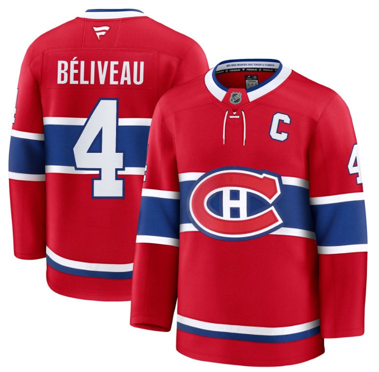 Men's Jean Béliveau Jersey #4 Montreal Canadiens Timeless Premium Stitched 2025 Home