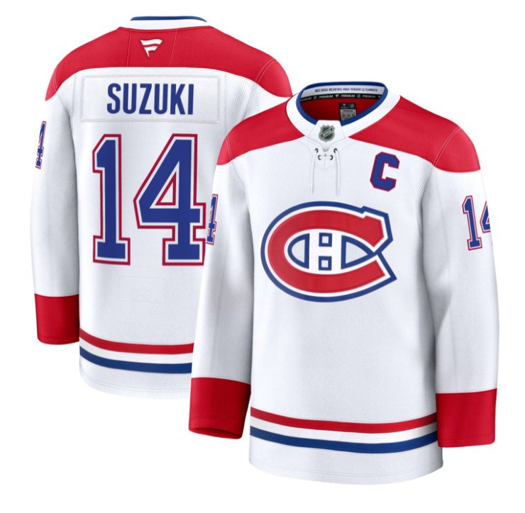 Men's Nick Suzuki Jersey #14 Montreal Canadiens Timeless Premium Stitched 2025 Away