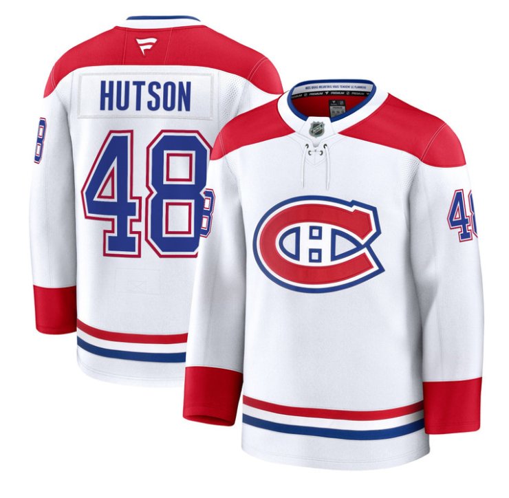 Men's Lane Hutson Jersey #48 Montreal Canadiens Timeless Premium Stitched 2025 Away