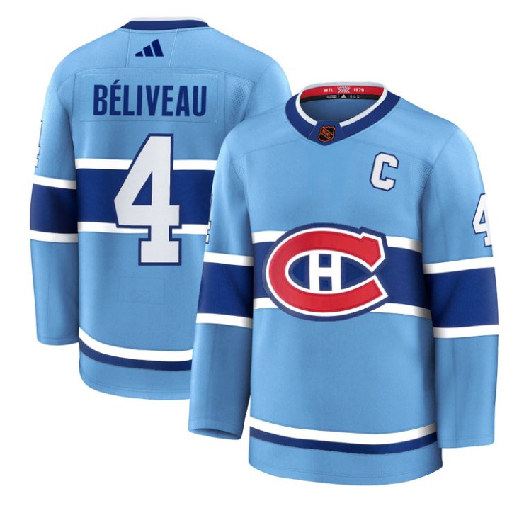 Men's Jean Béliveau Jersey #4 Montreal Canadiens Timeless Premium Stitched Reverse Retro