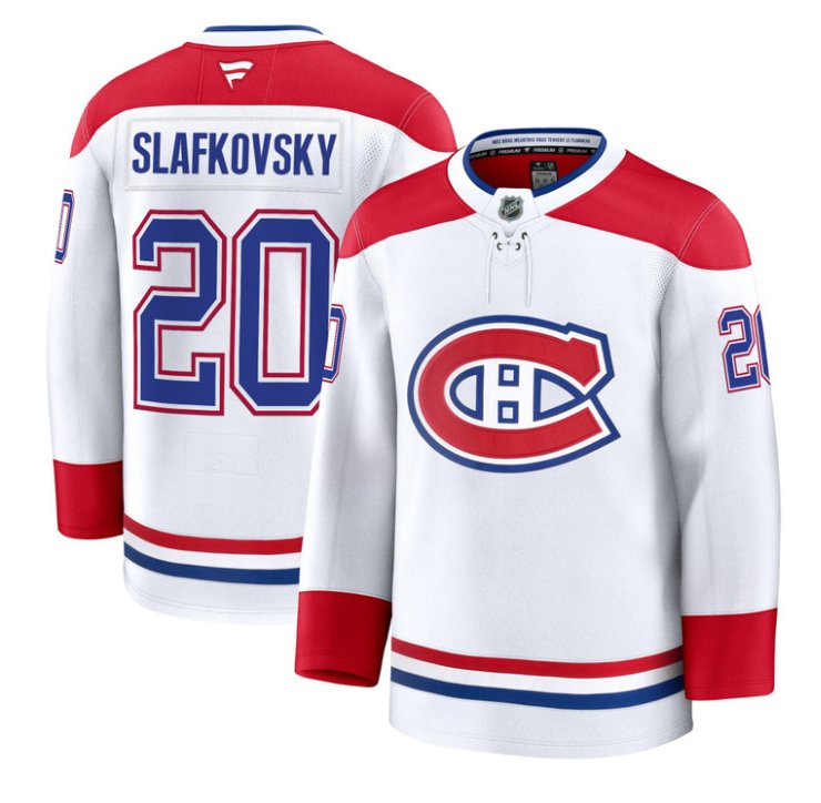 Men's Juraj Slafkovsky Jersey #20 Montreal Canadiens Timeless Premium Stitched 2025 Away