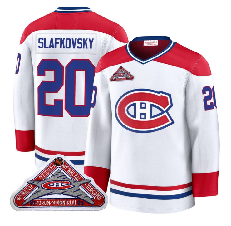 Men's Juraj Slafkovsky Jersey #20 Montreal Canadiens Timeless Premium Stitched 1992 Blue Line