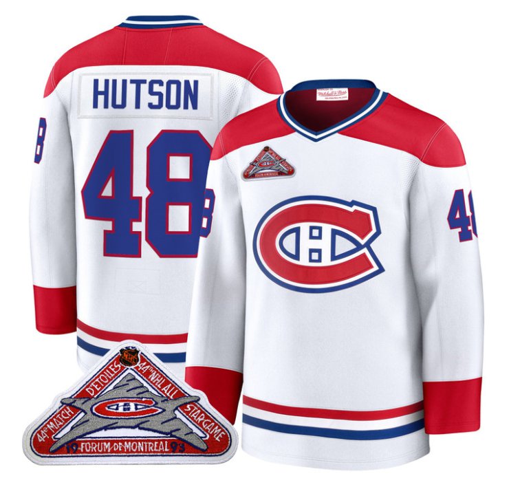 Men's Lane Hutson Jersey #48 Montreal Canadiens Timeless Premium Stitched 1992 Blue Line