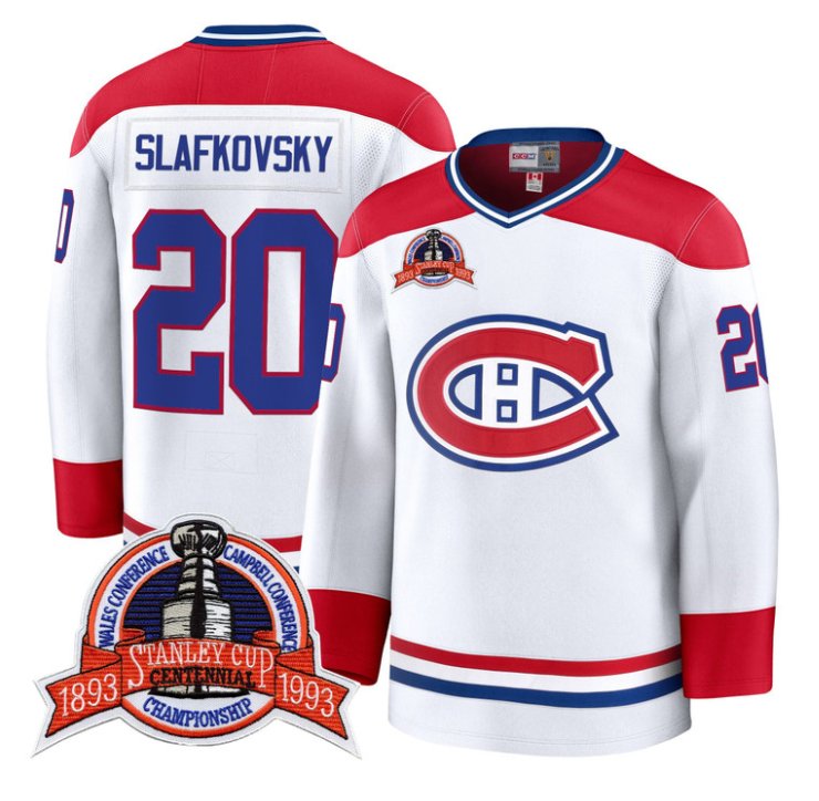 Men's Juraj Slafkovsky Jersey #20 Montreal Canadiens Timeless Premium Stitched 1993 Final