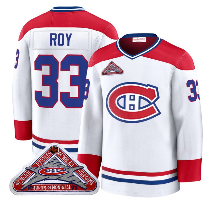 Men's Patrick Roy Jersey #33 Montreal Canadiens Timeless Premium Stitched 1992 Blue Line