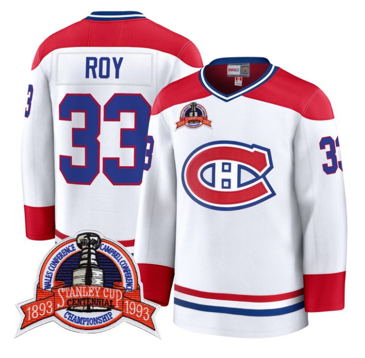 Men's Patrick Roy Jersey #33 Montreal Canadiens Timeless Premium Stitched 1993 Final