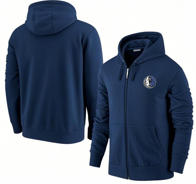 Men's Dallas Mavericks Navy Primary Logo Full-Zip Hoodie